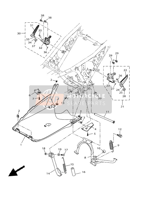 B6HF71120000, Shaft, Main Stand, Yamaha, 0